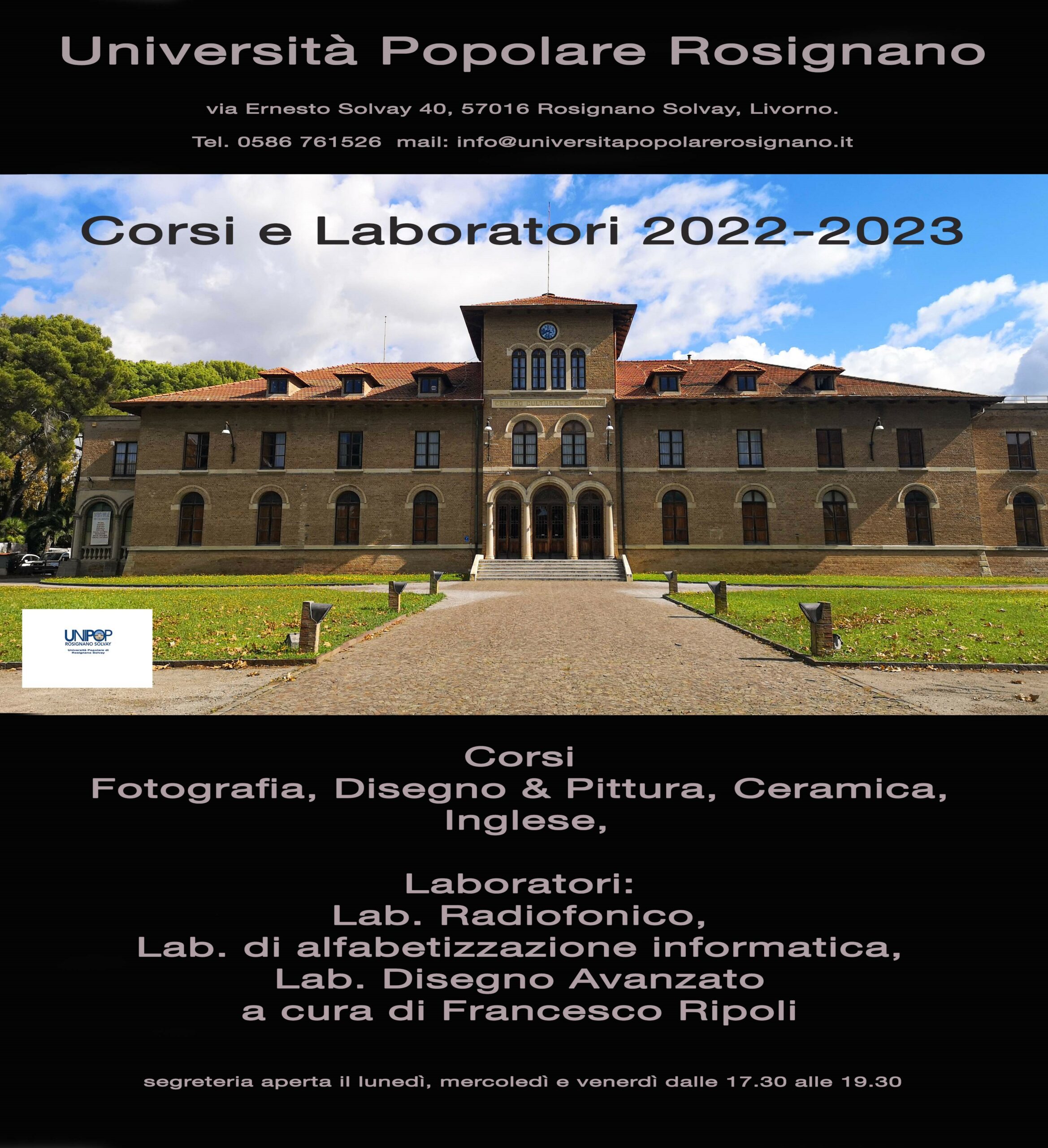 Ripartiamo con i Corsi di Pittura, Fotografia, Inglese e Ceramica e con i Laboratori Radiofonico, Alfabetizzazione Informatica e Disegno Avanzato